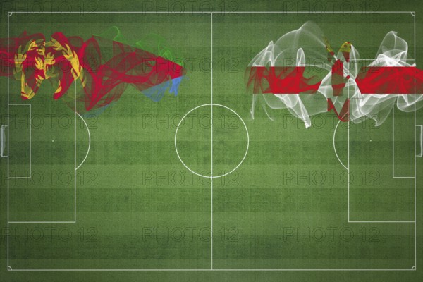 Eritrea vs Northern Ireland Soccer Match, national colors, national flags, soccer field, football