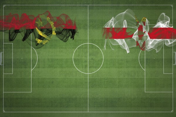Angola vs Northern Ireland Soccer Match, national colors, national flags, soccer field, football