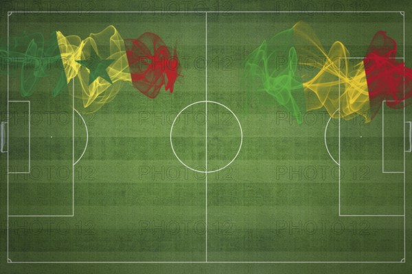 Senegal vs Mali Soccer Match, national colors, national flags, soccer field, football game,