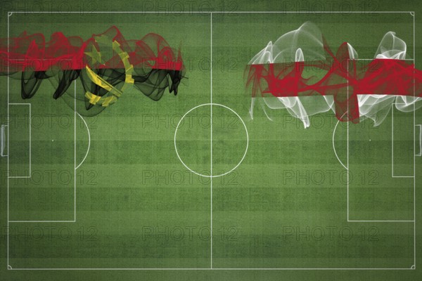 Angola vs England Soccer Match, national colors, national flags, soccer field, football game,