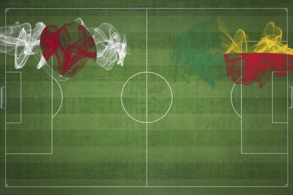 Japan vs Benin Soccer Match, national colors, national flags, soccer field, football game,