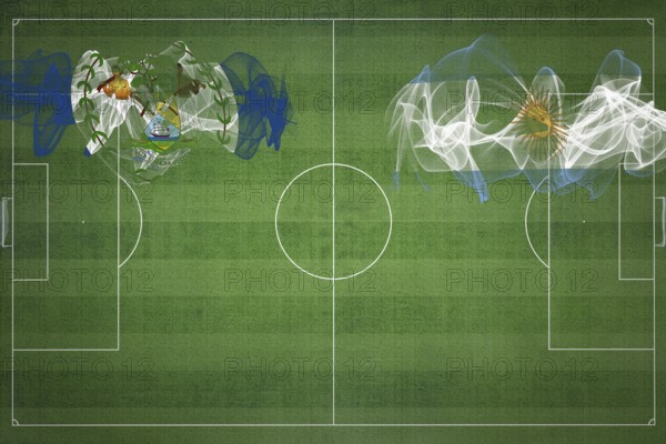 Belize vs Argentina Soccer Match, national colors, national flags, soccer field, football game,