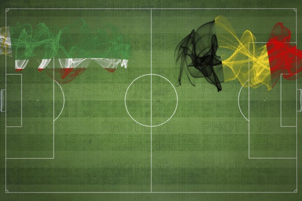 Chechnya vs Belgium Soccer Match, national colors, national flags, soccer field, football game,