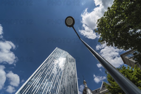 Saint, Josse, Brussels Capital Region, Belgium, 05 20 2020 View of the Astro tower with blue sky,