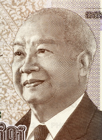 Norodom Sihanouk (1922-2012) on 1000 Riels 2013 Banknote from Cambodia. King of Cambodia during