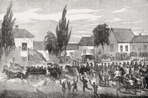 Volunteers driving to the front, Xhosa Wars, South Africa, 19th century, From British Battles on