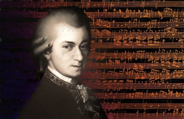 Wolfgang Amadeus Mozart, 1756 – 1791, composer of classical music, First Viennese School, notesheet