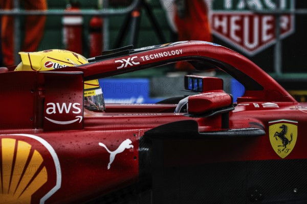 Lewis Hamilton of Great Britain drives the Scuderia Ferrari HP SF-25 before the start of the