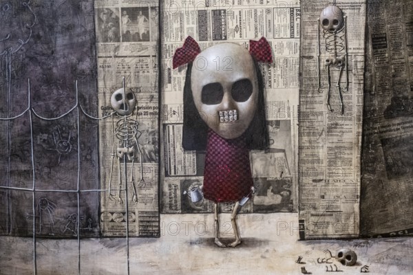Ricard Chiang, Caseta de Paper, mixed media on wood, pollensa museum, Majorca, Balearic Islands,