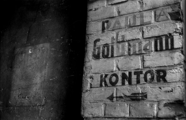 Germany, Berlin, 27 April 1992, Paul Goldmann Kontor, sign of a former company at Kremmener Straße