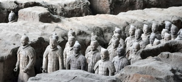XIAN, CHINA - October 29, 2017: Terracotta Army. Clay soldiers of the Chinese emperor. Sculptures