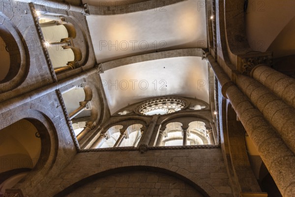 Santiago de COmpostela, Spain, July 18, 2020: Interior view of the Cathedral of Santiago. View