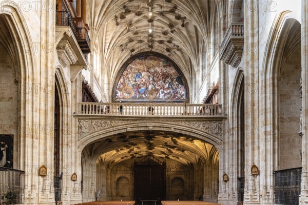 Salamanca, Spain, January 15, 2022: Interior view of the church of the Monastery of San Esteban,
