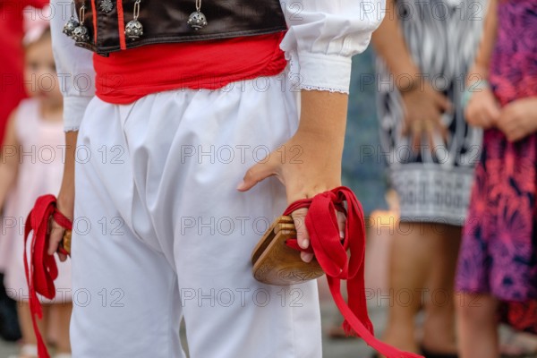 Musical castanets sounding, Traditional country dance ball pagès, typical Ibizan dance, Portinax,