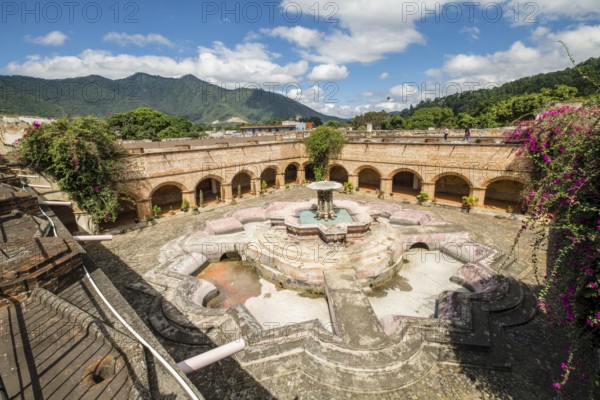 Fish fountain in the Mercedarian convent, church of La Merced, Antigua Guatemala, department of