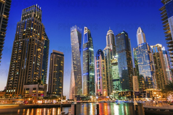 DUBAI, UNITED ARAB EMIRATES - FEB 5, 2019: Modern residential architecture of Dubai Marina, United