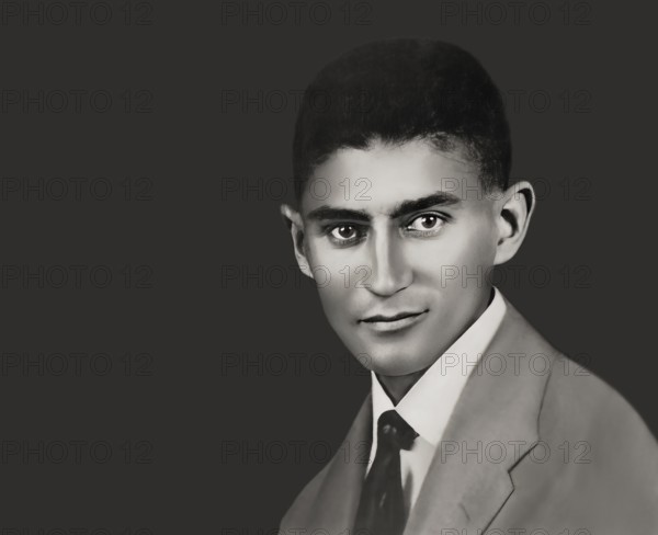 Portrait of Franz Kafka, 1883 – 1924, German-speaking Bohemian novelist, digitally edited according
