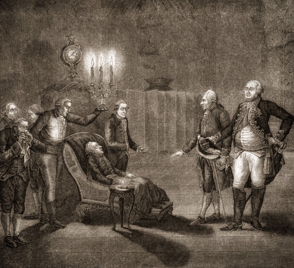Frederick II or Frederick the Great, 1712-1786, King of Prussia, dying, Sanssouci Palace, Potsdam,