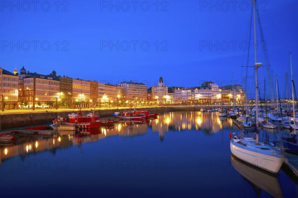 La Coruna sunset port marina in Galicia of Spain