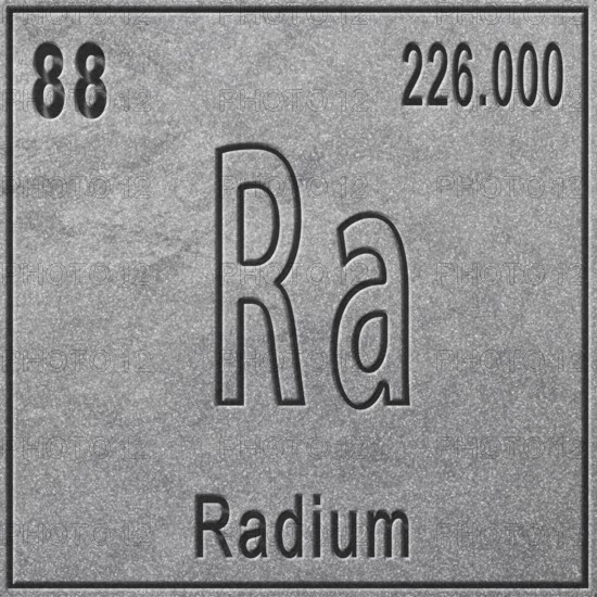Radium chemical element, Sign with atomic number and atomic weight, Periodic Table Element, silver