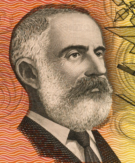 Lawrence Hargrave (1850-1915) on 20 Dollars 1974 banknote from Australia. Engineer, explorer,