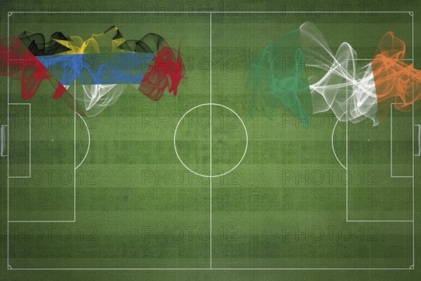 Antigua and Barbuda vs Ireland Soccer Match, national colors, national flags, soccer field,