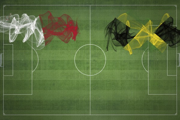 Malta vs Jamaica Soccer Match, national colors, national flags, soccer field, football game,