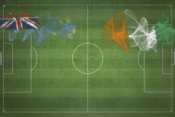 Tuvalu vs Ivory Coast Soccer Match, national colors, national flags, soccer field, football game,