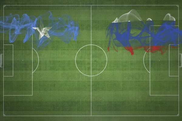 Somalia vs Russia Soccer Match, national colors, national flags, soccer field, football game,
