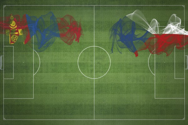 Mongolia vs Czech Republic Soccer Match, national colors, national flags, soccer field, football