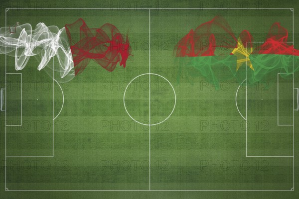 Malta vs Burkina Faso Soccer Match, national colors, national flags, soccer field, football game,