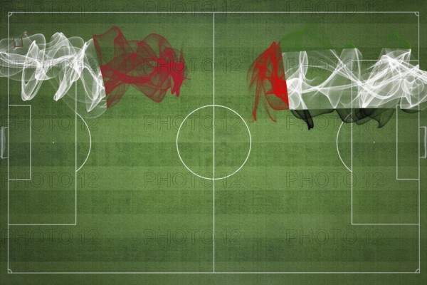 Malta vs United Arab Emirates Soccer Match, national colors, national flags, soccer field, football
