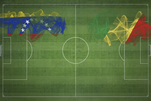 Venezuela vs Congo Soccer Match, national colors, national flags, soccer field, football game,