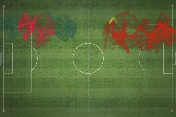 Bangladesh vs China Soccer Match, national colors, national flags, soccer field, football game,
