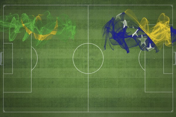 Mauritania vs Bosnia and Herzegovina Soccer Match, national colors, national flags, soccer field,