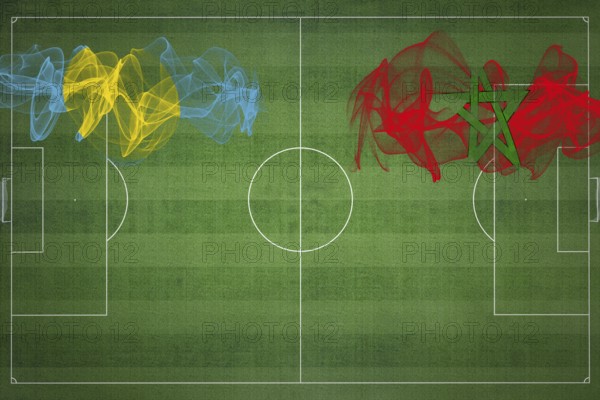 Palau vs Morocco Soccer Match, national colors, national flags, soccer field, football game,