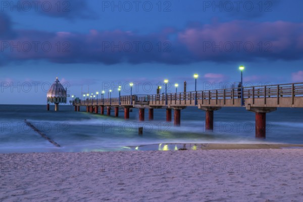 Stormy evening at the Coast of the Eastsea on an autumn day with the sea bridge at Zingst and