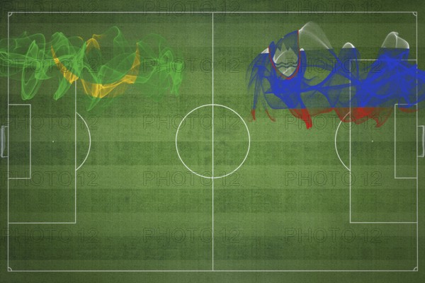 Mauritania vs Slovenia Soccer Match, national colors, national flags, soccer field, football game,