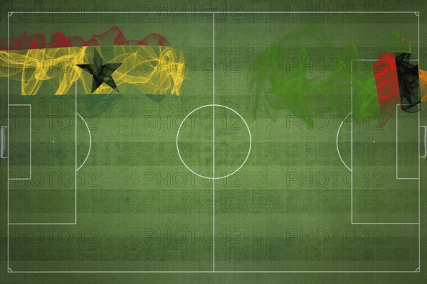 Ghana vs Zambia Soccer Match, national colors, national flags, soccer field, football game,