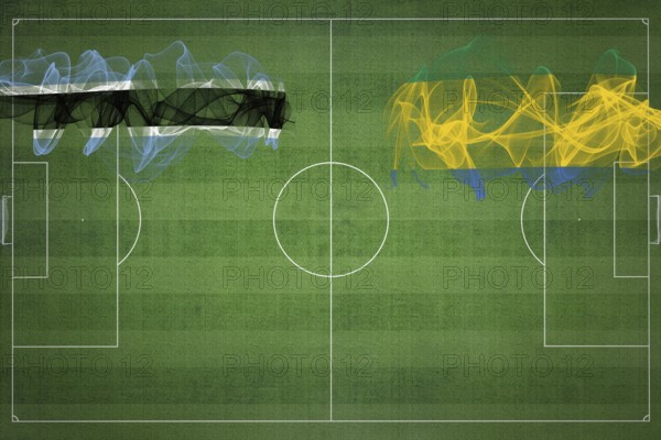 Botswana vs Gabon Soccer Match, national colors, national flags, soccer field, football game,