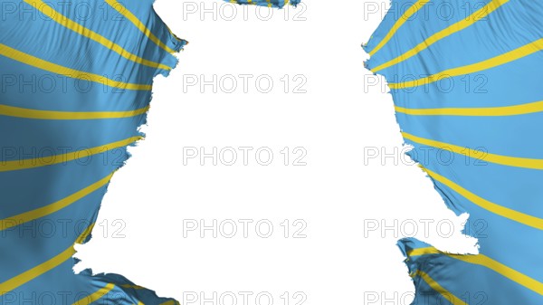 Ragged Astana, capital of Kazakhstan flag, white background, 3d rendering
