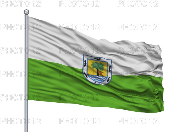 Santa Fe De Antioquia City Flag On Flagpole, Country Colombia, Antioquia Department, Isolated On