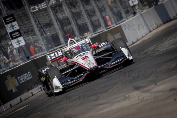 INDYCAR driver, JOSEF NEWGARDEN (2) of Nashville, Tennessee, travels through the turns in his Team
