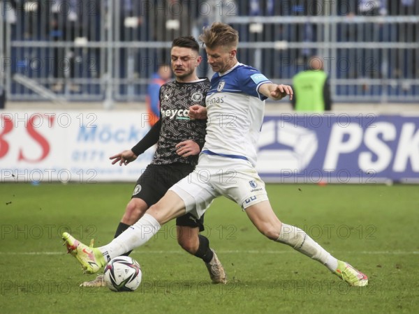 Duel Maurice Multhaup Eintracht Braunschweig with Jan-Luca Schuler 1.FC Magdeburg Soccer 3rd League