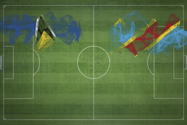 Saint Lucia vs DR Congo Soccer Match, national colors, national flags, soccer field, football game,