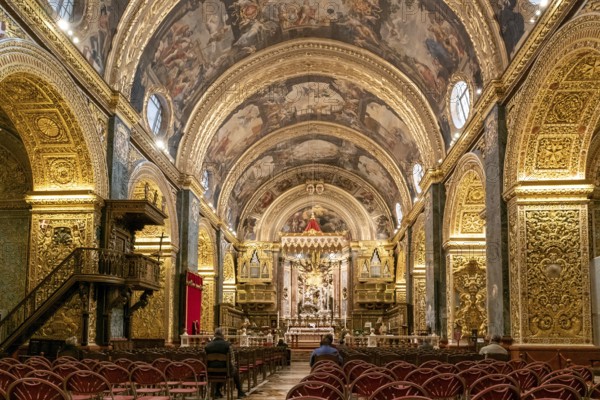 Valletta, Malta, 23 December, 2023: interior view of the Co-Cathedral of Saint John in Valletta,