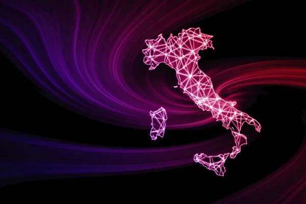 Map of Italy, Polygonal mesh line map, modern map