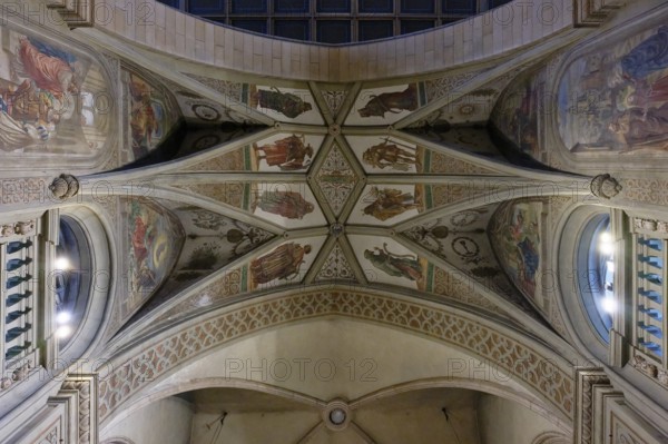 Interior view, Ceiling, Painting, Notre-Dame de Luxembourg Cathedral, Luxembourg City, Luxembourg,