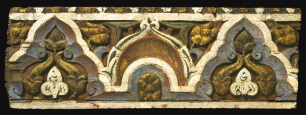 The panel's pattern achieves a fine balance between serving as a geometric border and comprising a