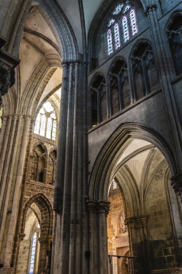 Dol-de-Bretagne, France, July 25, 2018: Interior view of the Cathedral of Saint Samson. The